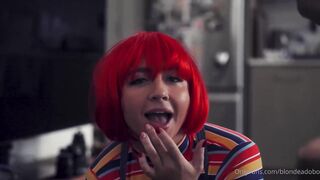 Blondeadobo cosplays as Chucky & gets her big tits and ass stuffed in POV