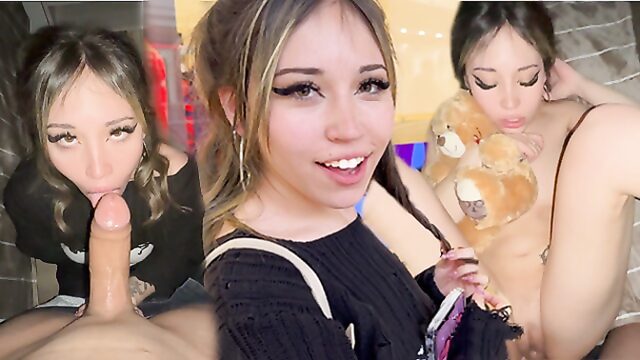 MewSlut Fucks in a Car and Teases with a Teddy Bear