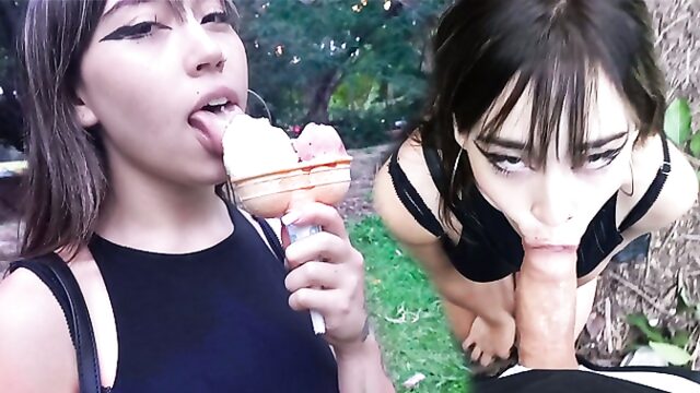 MewSlut Naughty Petite Latina Public Park Deep Throat POV