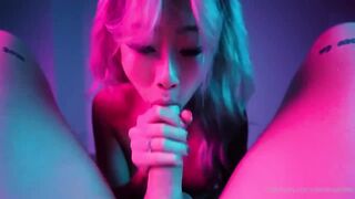 Petite Asian Aeries Steele Devours Cock In Neon Lights