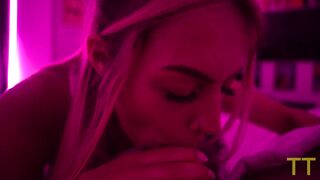 Blonde JC Wilds Fucks Teddy Tarantino in Pink Neon Light
