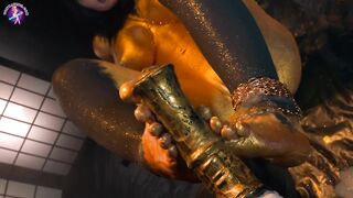 Sonya Vibe Gold Paint Fetish Anal And Dildo Play