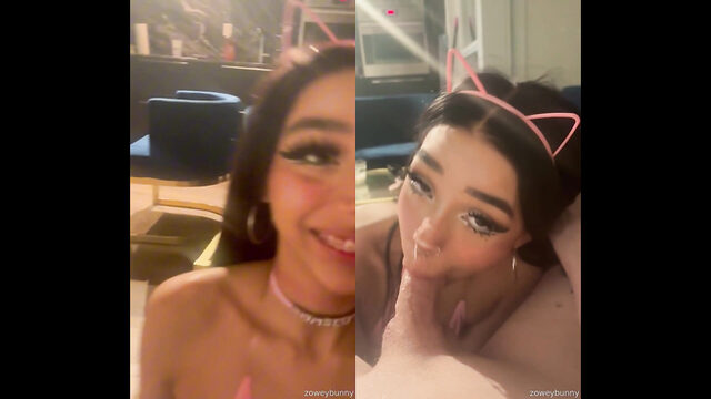 ZoweyBunny Deeply Sucks Her Large Cock In A POV Scene