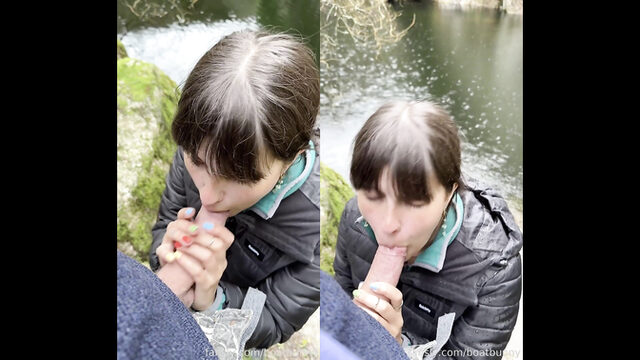 Boatbunny Sucks Her BF's Big Cock In Woods