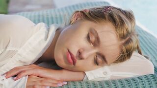 Freya Mayer Gets Poolside Blowjob