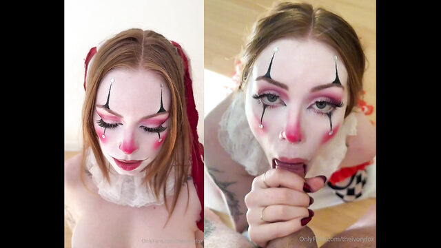 Clown Ivory Fox Gives Sloppy Blowjob
