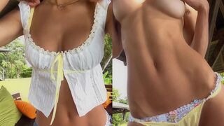 RachelCook Strips Nude Outdoor Solo