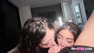 SkinnyCurly And Lilibaby18 Get Roughly Fucked In Threesome