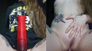LiliJunex Rides Her Enormous Horse Dildo