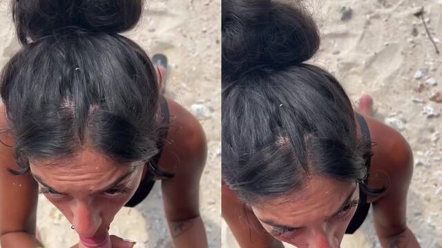 Aria Khan Gets Cum In Mouth On Beach