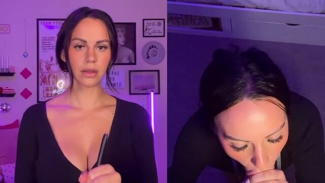 Shotsofsimone Gives A Dildo A Blowjob