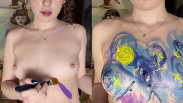 Curlyjoeee Paints Her Naked Body