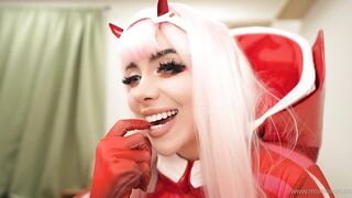 Momokun Zero Two Cosplay Takes Big Dildo