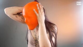 Vero Roller Traps Air In Her Tight Latex Mask