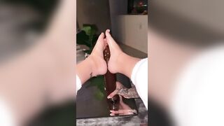 Celina Powell Delivers A Dildo Footjob Barefoot