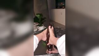 Celina Powell Delivers A Dildo Footjob Barefoot