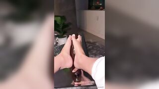 Celina Powell Delivers A Dildo Footjob Barefoot