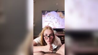 Cassie Claire Deepthroats A Huge Cock While Wearing Glasses