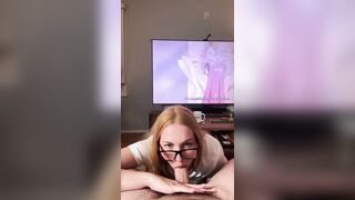 Cassie Claire Deepthroats A Huge Cock While Wearing Glasses