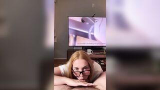 Cassie Claire Deepthroats A Huge Cock While Wearing Glasses