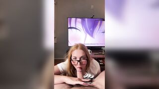 Cassie Claire Deepthroats A Huge Cock While Wearing Glasses
