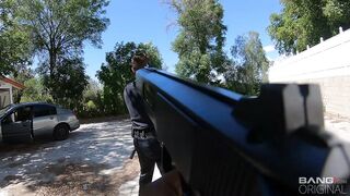 Kenzie Madison Pounds A Cop Outdoors