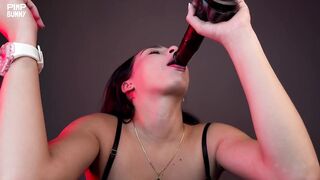 Natt Bega Relishes Deep Dildo Oral In Lacy Lingerie