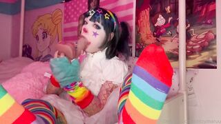 DitzyMaruu Sinks Deep on Her Lover's Dildo as a Clown