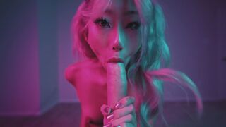 Aeries Steele Pleasures Her Lover Amidst Neon Glow