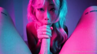 Aeries Steele Pleasures Her Lover Amidst Neon Glow