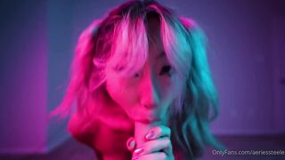 Aeries Steele Pleasures Her Lover Amidst Neon Glow