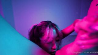 Aeries Steele Pleasures Her Lover Amidst Neon Glow