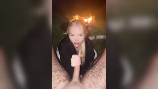 Amy Rose Sucks Hard Cock By Campfire