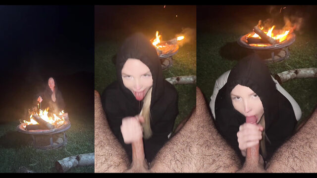Amy Rose Sucks Hard Cock By Campfire
