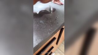 Wolfino27 Squirts All Over The Kitchen Countertop