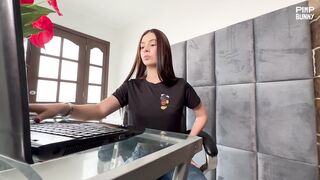 Nikol Foster Pisses Jeans On Office Desk