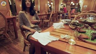 FullFive Masturbates Wet Pussy In Public Restaurant