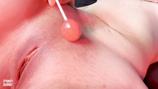 SweetAngela Explores Her Shaved Core With A Popsicle