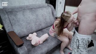 Stacy Starando Demands Blowjob On The Couch