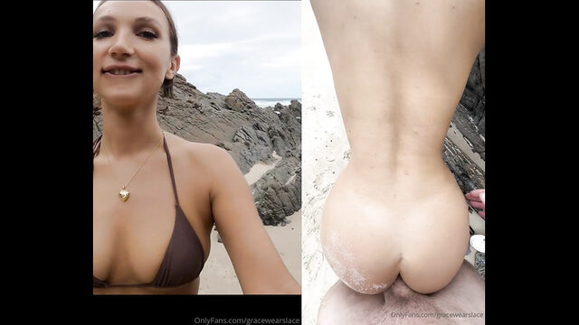 Gracewearslace Pounded Her Big Sexy Ass At The Beach
