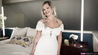 Gracie Gates Takes On A Big White Cock Standing