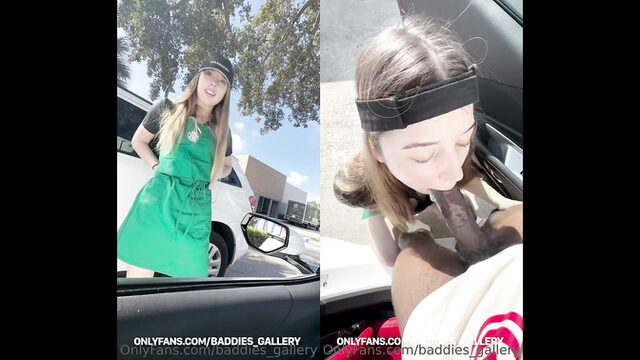 Starbucks Girl Izzy Explores A BBC Inside A Steamy Car