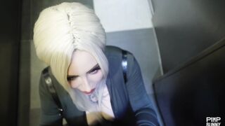 Peach Bitch Shocks Stranger With Oral During Elevator Ride