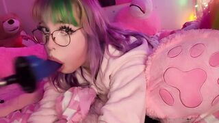 DitzyMaruu Delivers Intense Deep Throat With A Dildo