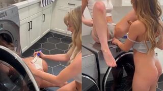 Autumn Ren And Mollymccall18 Rubs Tight Pussys In The Laundry Room