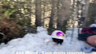 AvaMoorex Explores Her Anal Plug In Snowy Outdoor