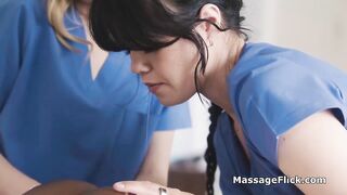Four Hands Massage Turns Into Threesome Tribbing