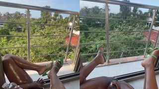 Kira Michelle Enjoys Squirts On The Balcony