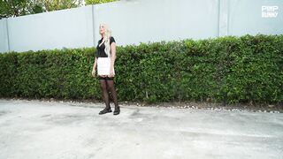Eva Soda Performs A Daring Handjob And Finger Swallow In Public
